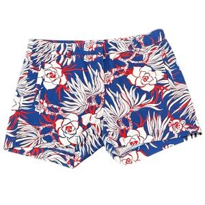 J. Crew Women’s Red White Blue Floral Hawaiian Print Shorts Tropical‎ Size 6